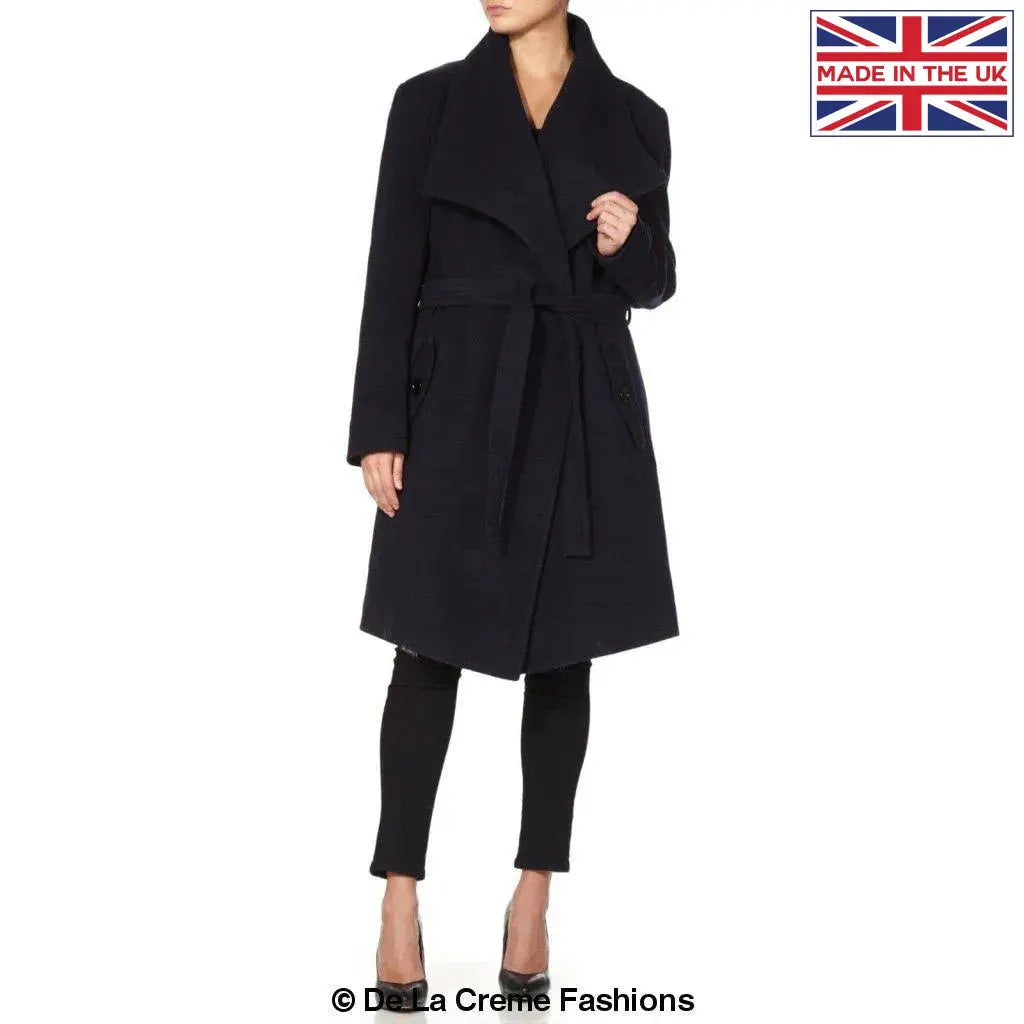 De La Creme - Womens Wool Blend Large Lapel Duster Coat