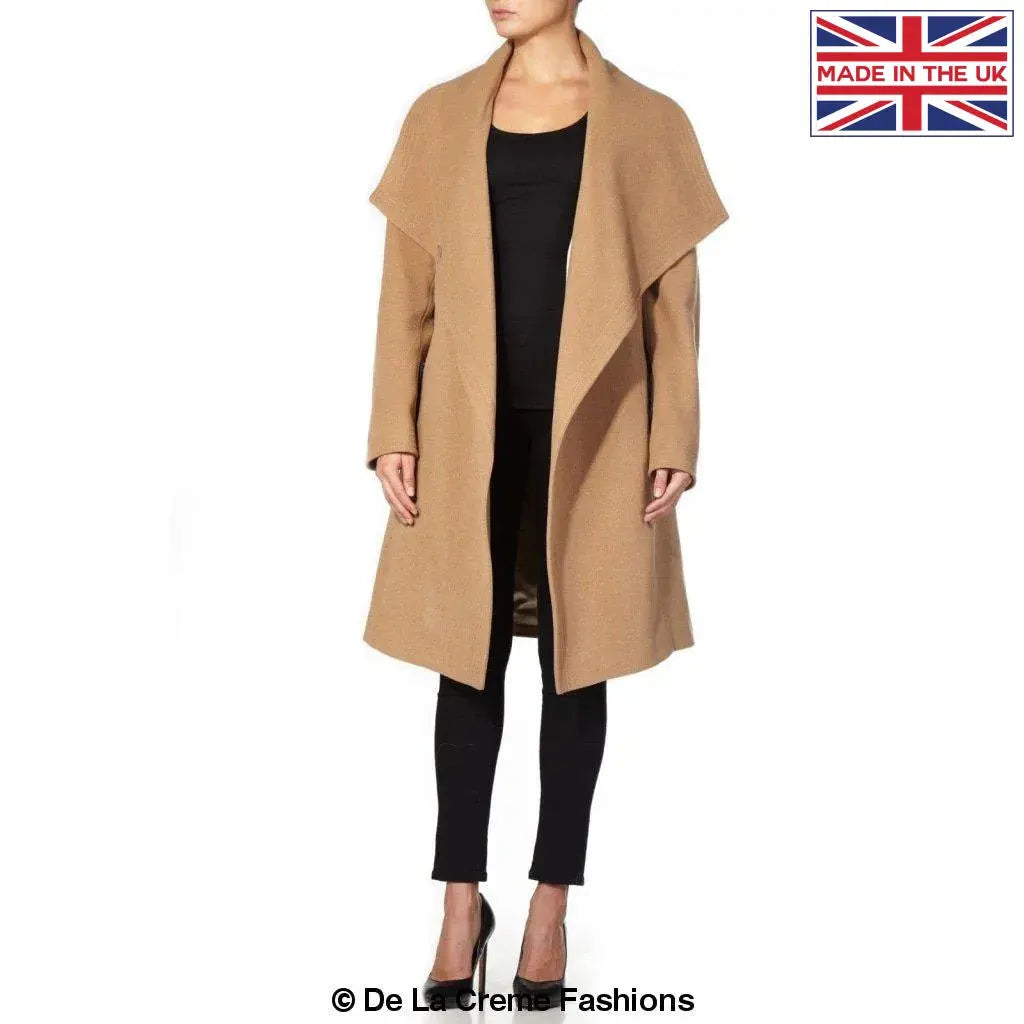 De La Creme - Womens Wool Blend Large Lapel Duster Coat