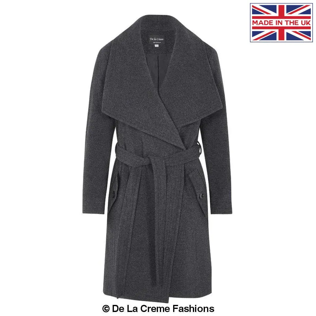 De La Creme - Womens Wool Blend Large Lapel Duster Coat