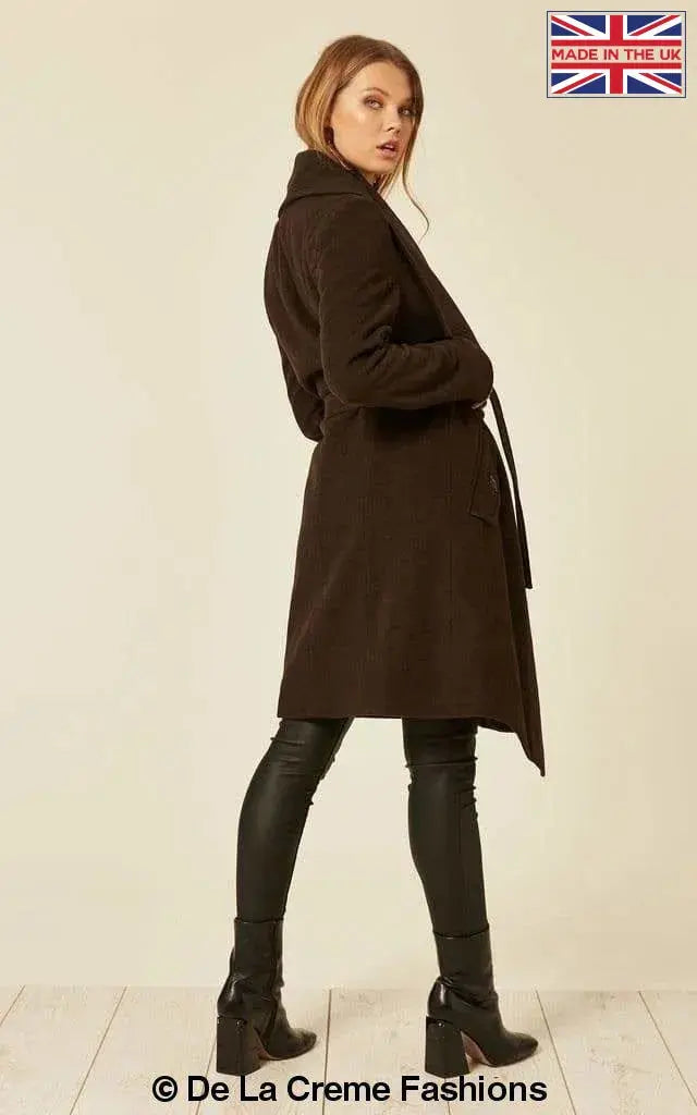 De La Creme - Womens Wool Blend Large Lapel Duster Coat