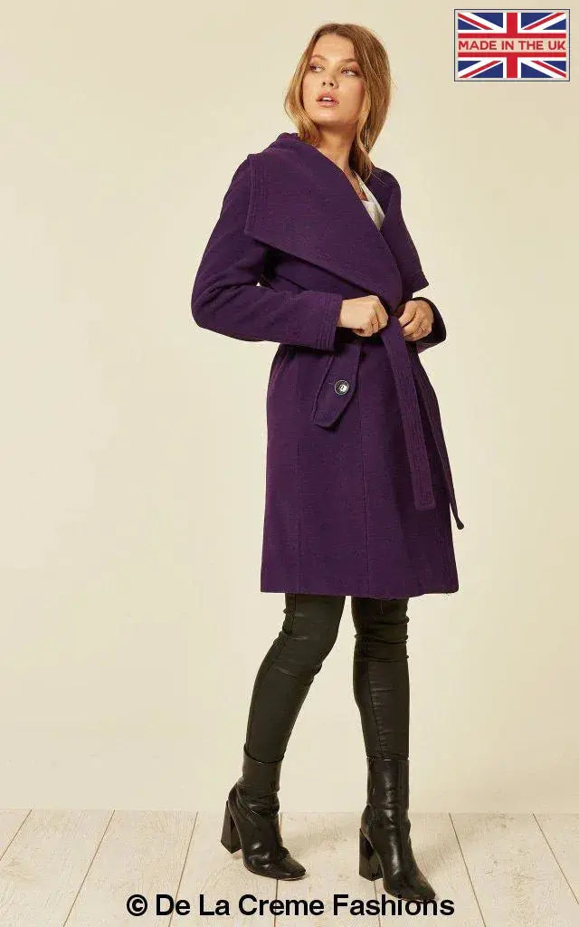 De La Creme - Womens Wool Blend Large Lapel Duster Coat