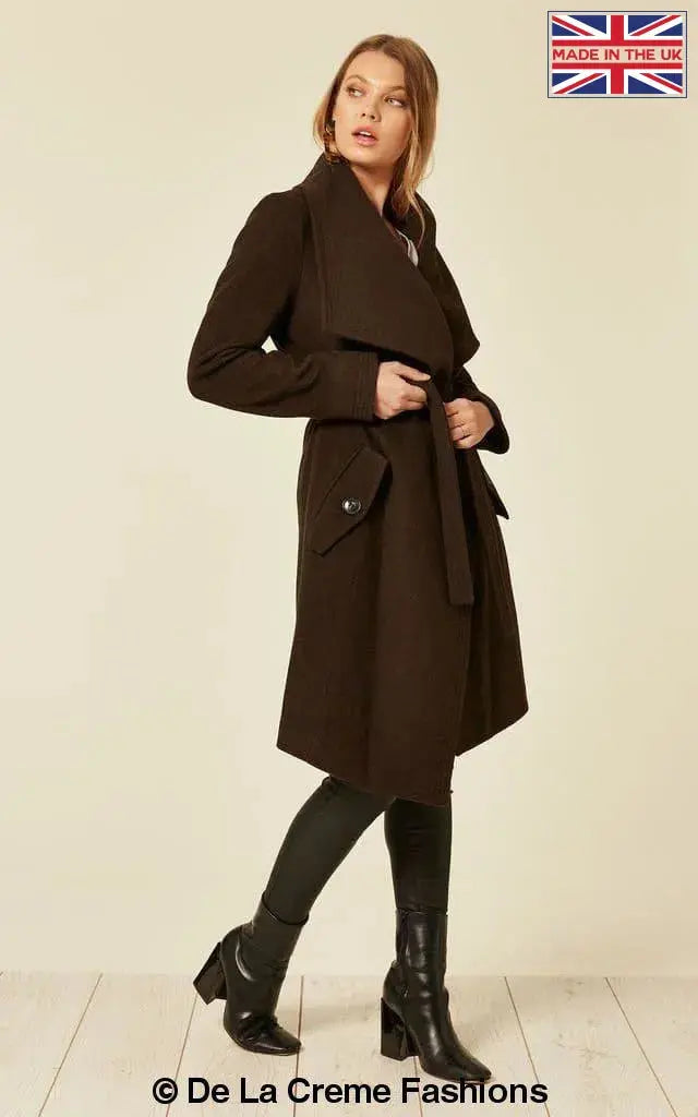 De La Creme - Womens Wool Blend Large Lapel Duster Coat