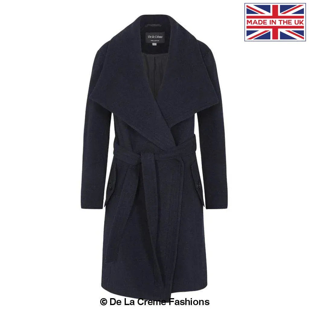 De La Creme - Womens Wool Blend Large Lapel Duster Coat