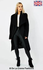 De La Creme - Womens Wool Blend Large Lapel Duster Coat