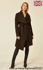 De La Creme - Womens Wool Blend Large Lapel Duster Coat