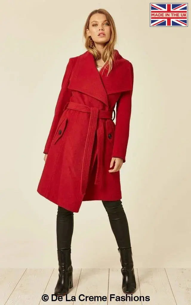 De La Creme - Womens Wool Blend Large Lapel Duster Coat