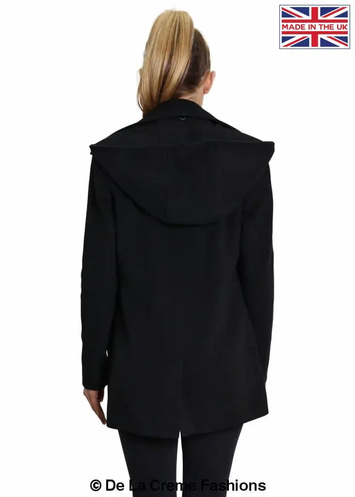 De La Creme - Women's Wool Blend Zip Up Hooded Coat