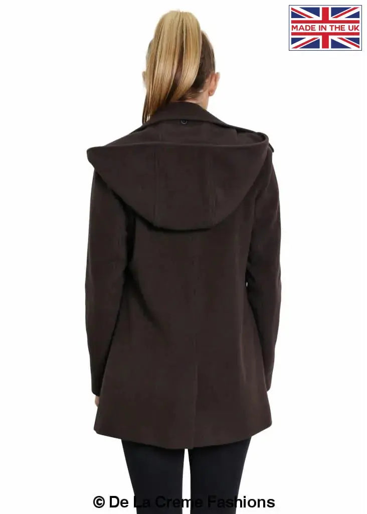 De La Creme - Women's Wool Blend Zip Up Hooded Coat