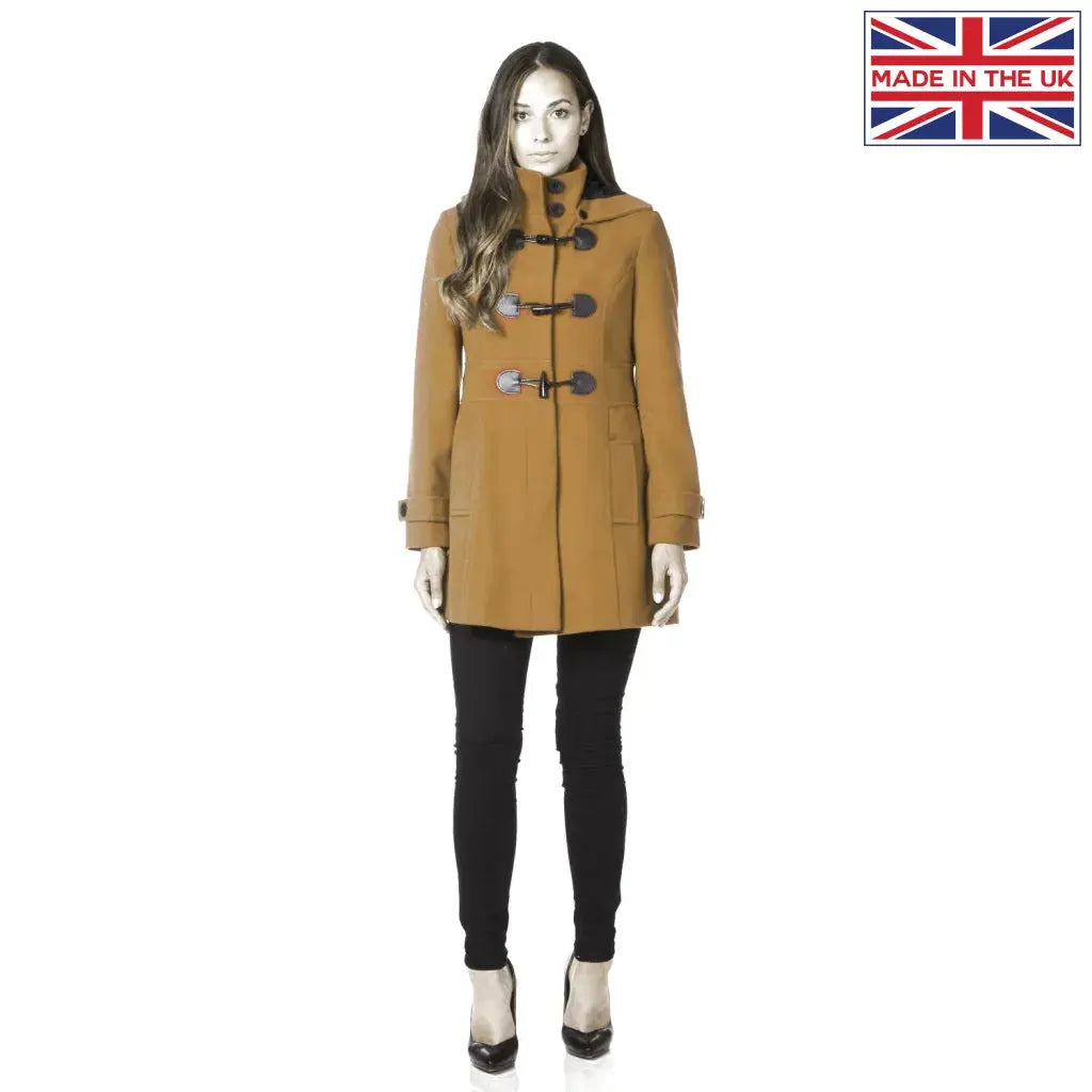 Hooded Zip Toggle Fastened Coat Camel / Uk 8/eu 36/us 4