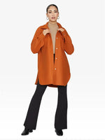 Oversized Stud Button Shacket Orange / One Size (Fits Uk 8-14)