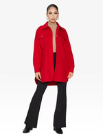 Oversized Stud Button Shacket Red / One Size (Fits Uk 8-14)