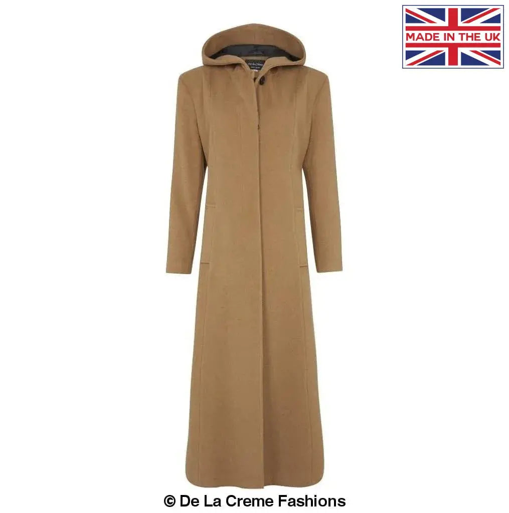 De La Creme - Womens Oversized Wool Blend Hooded Full Length Coat