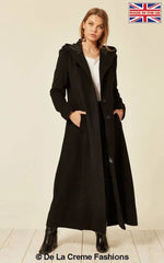 De La Creme - Womens Oversized Wool Blend Hooded Full Length Coat