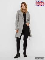 Recycled Wool Blend Belted Winter Coat Grey / Xs Coats & Jackets