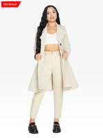 Spring/summer Double Breasted Skater Coat (1102-Sp) Stone / Uk 8/eu 36/us 4/xs
