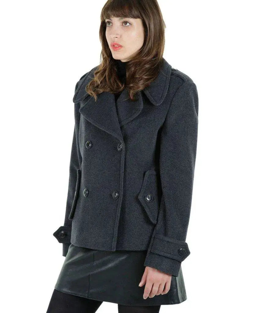 Charcoal grey pea coat online