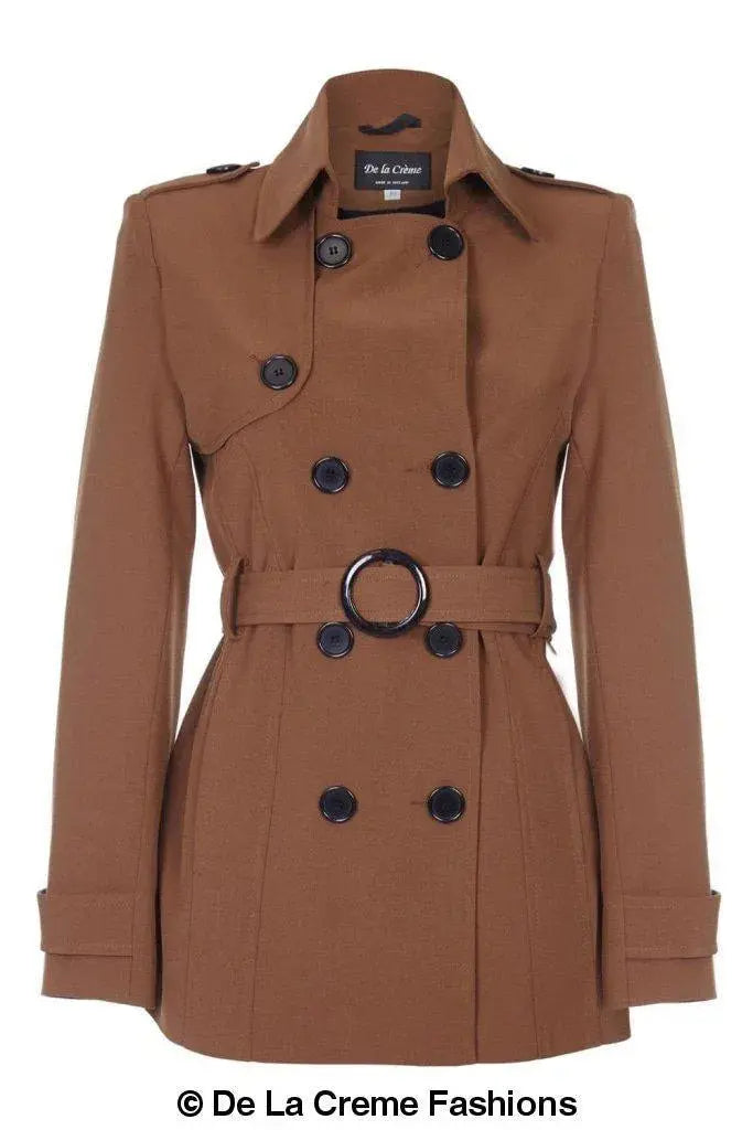 Women's Spring/Summer Double Breasted Short Belted Coat