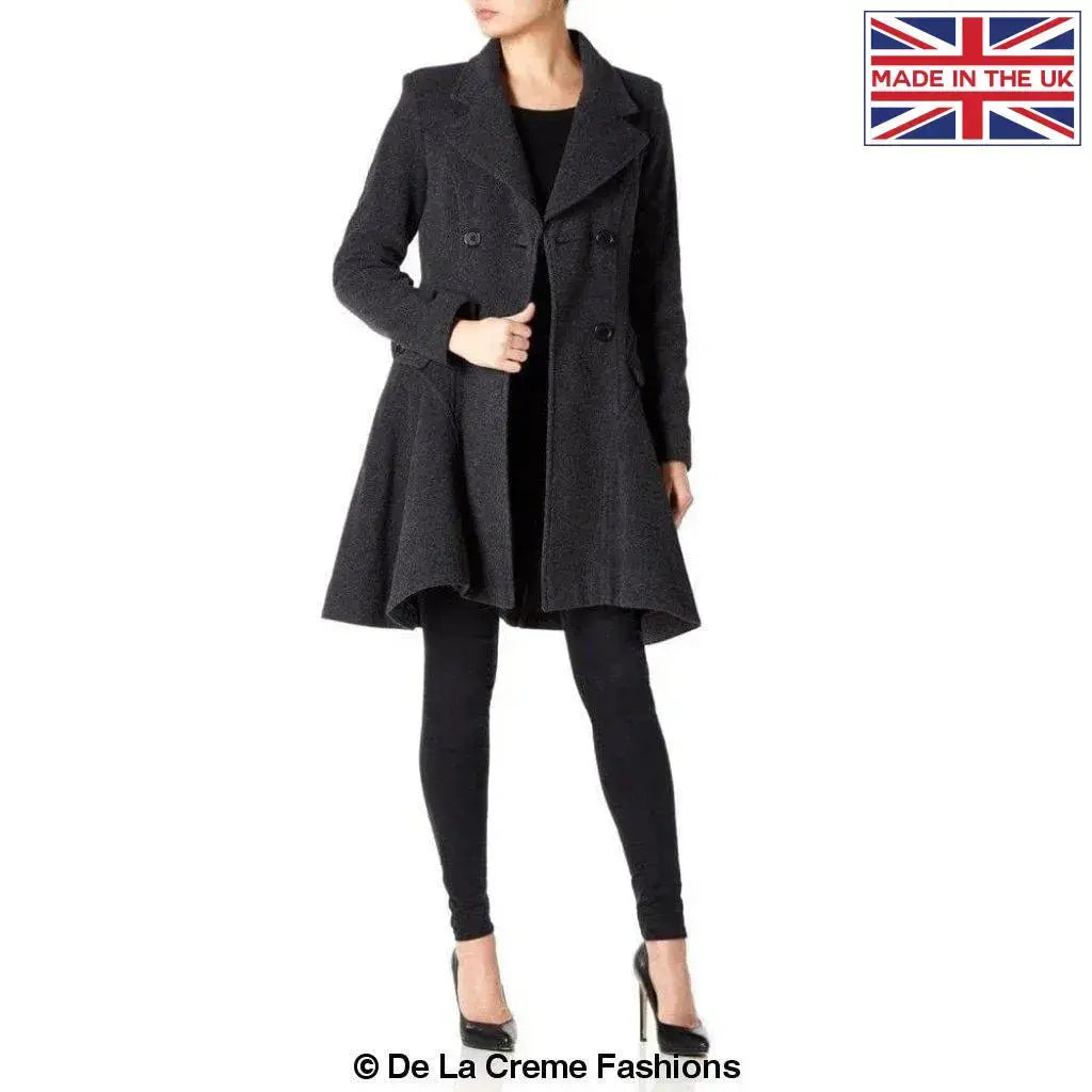 De La Crème - Women's Wool Blend Fit And Flare Coat