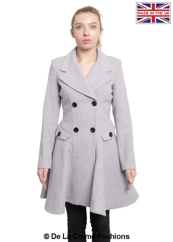 De La Crème - Women's Wool Blend Fit And Flare Coat