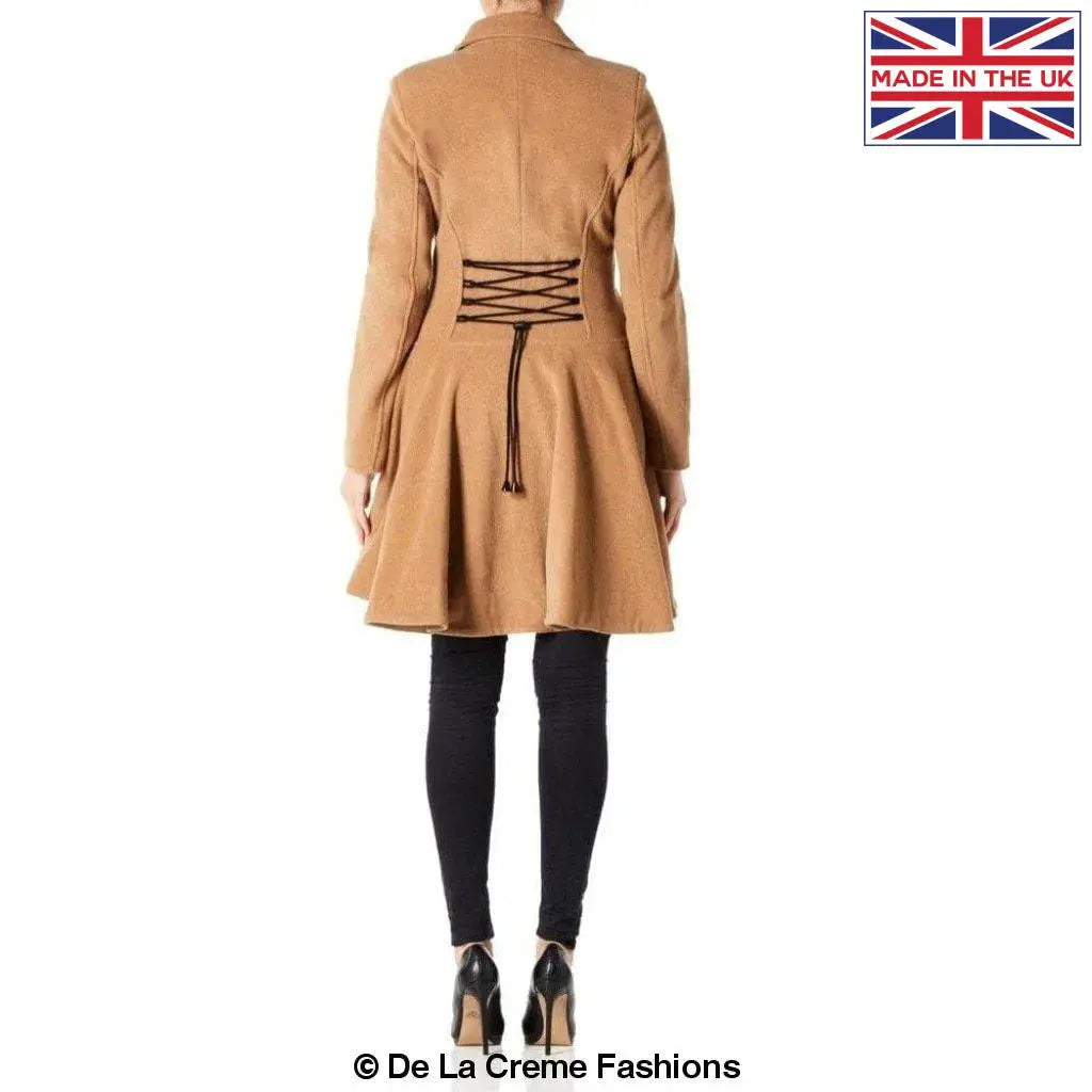 De La Crème - Women's Wool Blend Fit And Flare Coat
