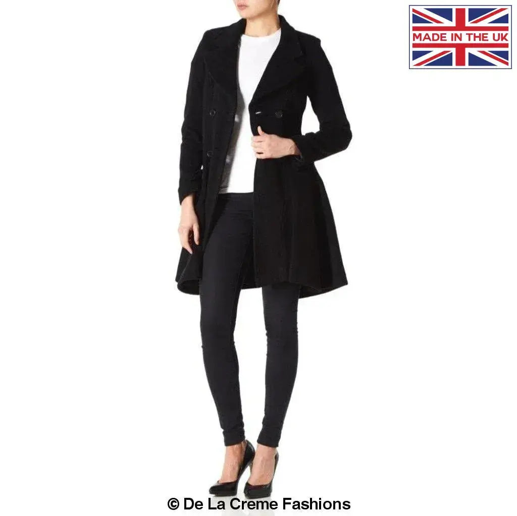 De La Crème - Women's Wool Blend Fit And Flare Coat