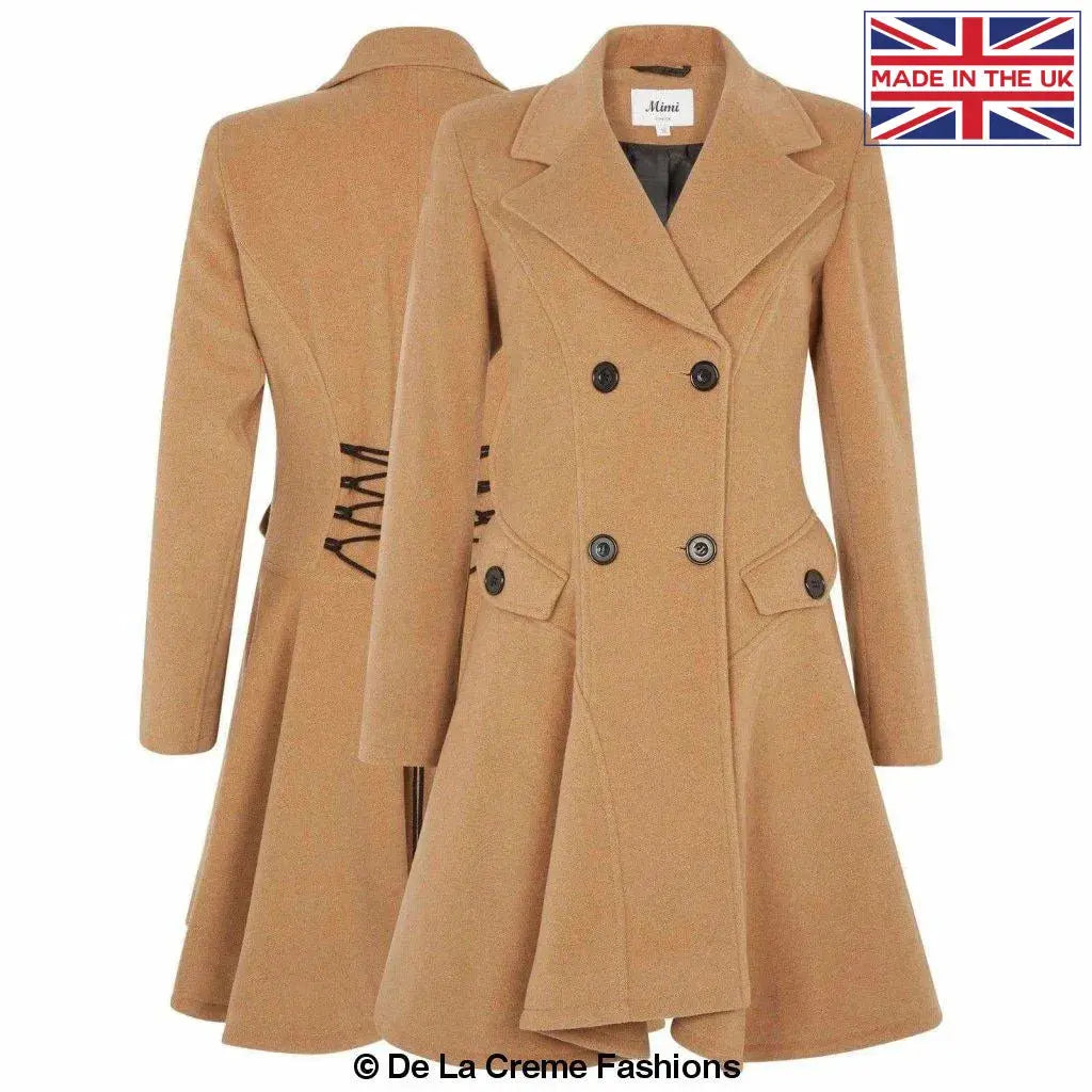 De La Crème - Women's Wool Blend Fit And Flare Coat