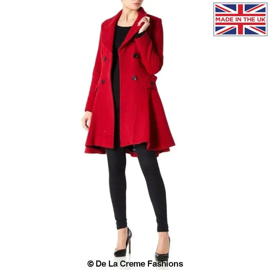 De La Crème - Women's Wool Blend Fit And Flare Coat
