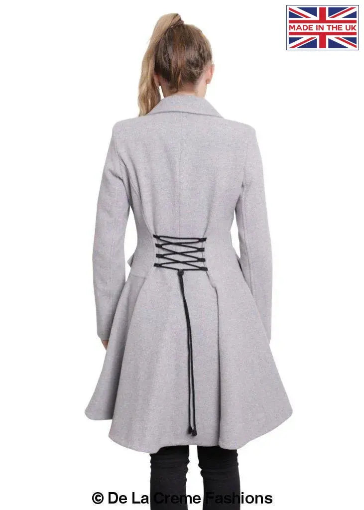 De La Crème - Women's Wool Blend Fit And Flare Coat