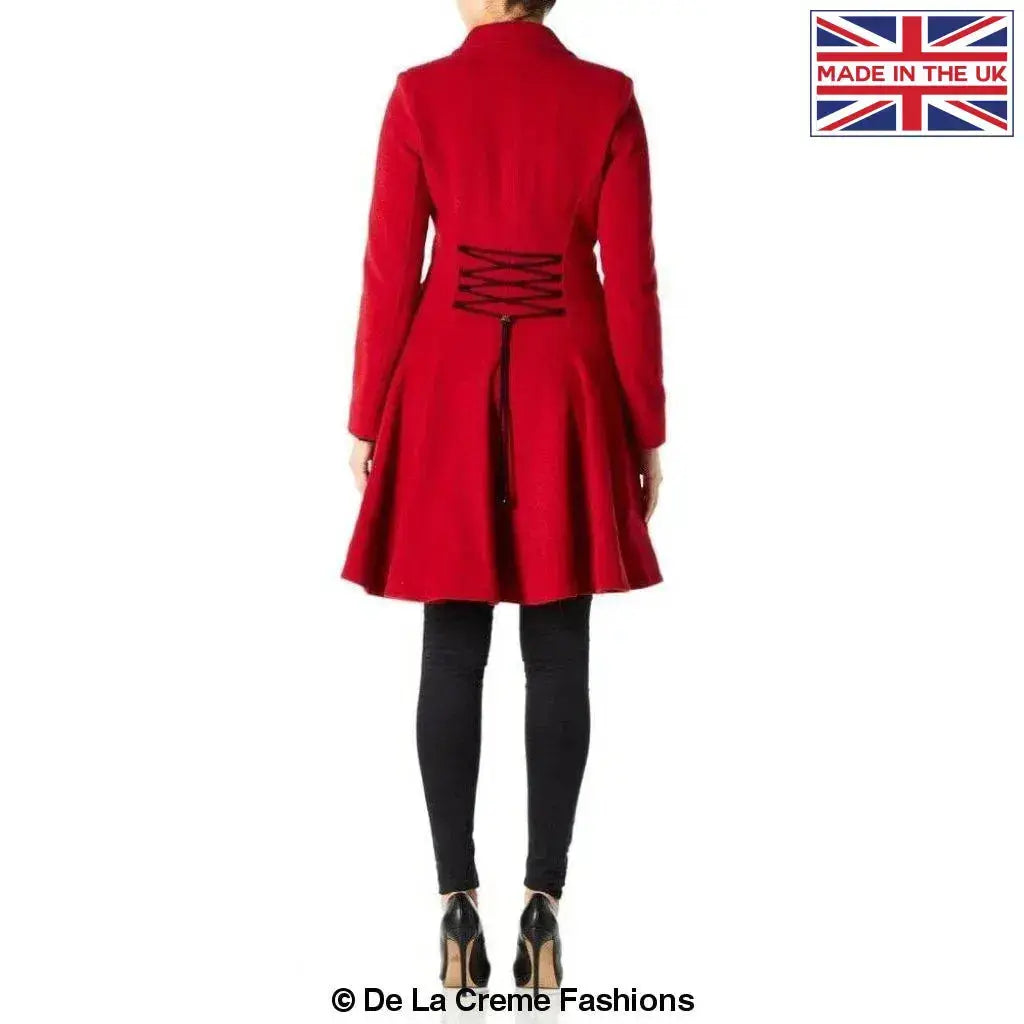 De La Crème - Women's Wool Blend Fit And Flare Coat