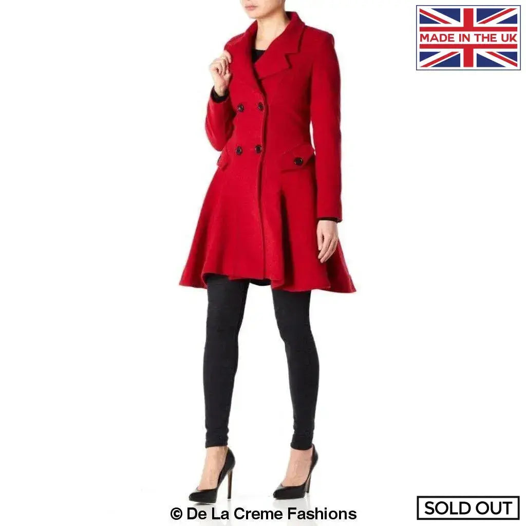 De La Crème - Women's Wool Blend Fit And Flare Coat