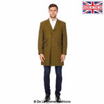 De La Creme MAN - Mens Wool Blend Herringbone Design Crombie Coat