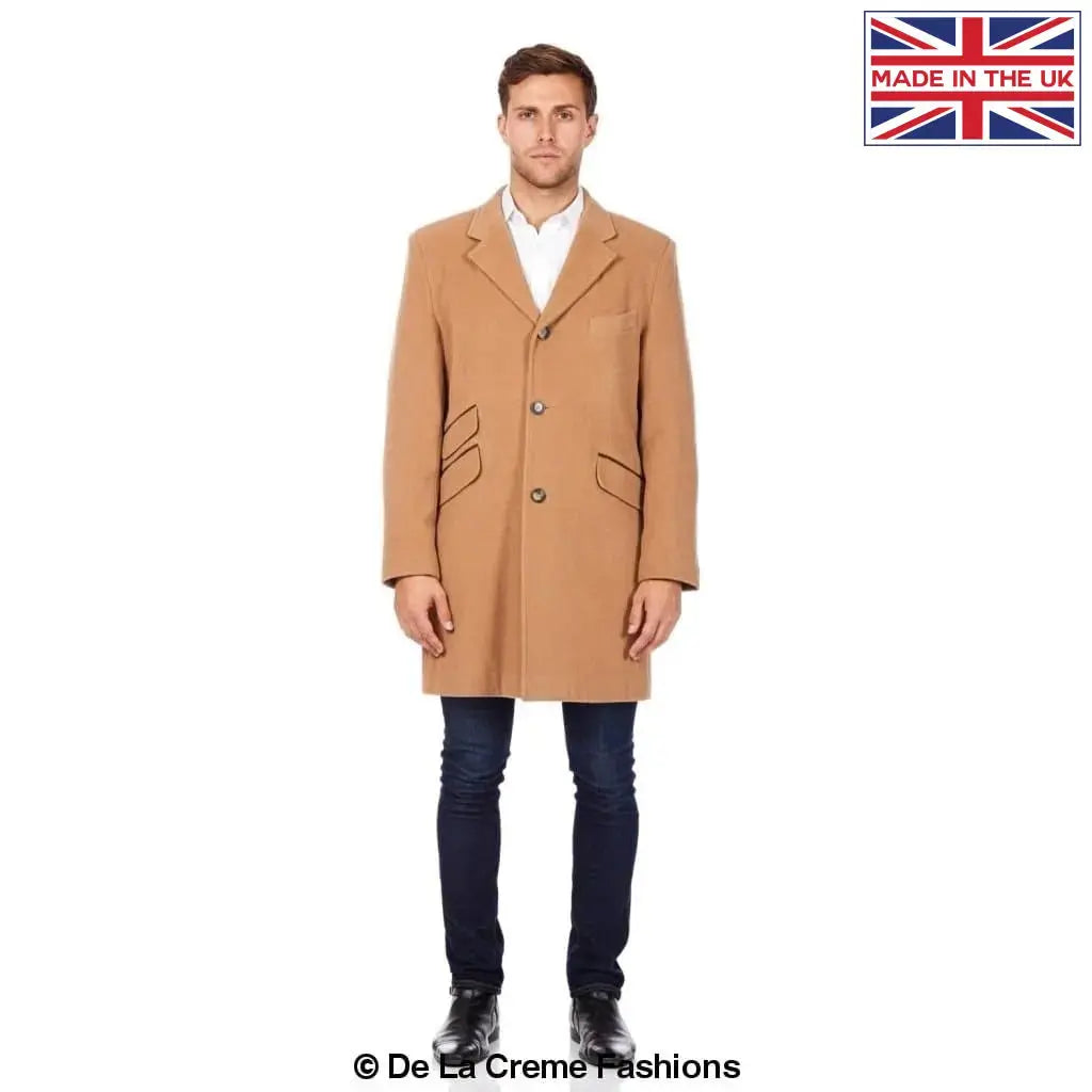 De La Creme MAN - Wool Blend Single Breasted Retro Mod Crombie Coat
