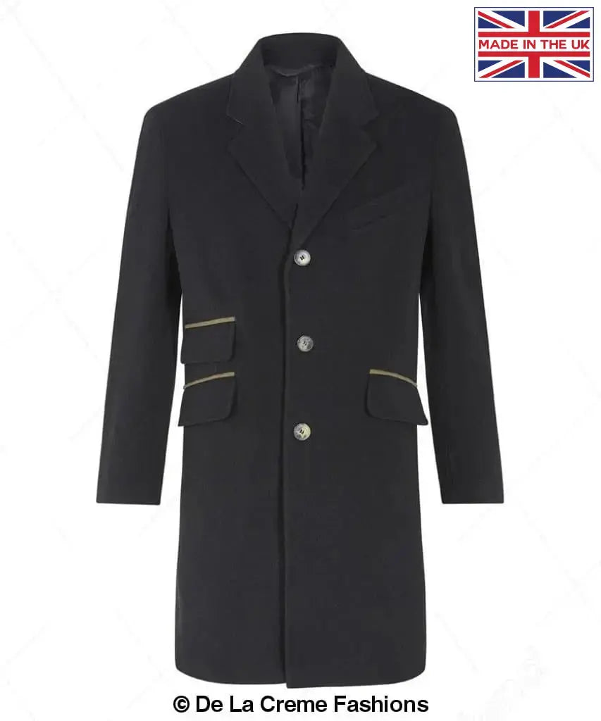 De La Creme MAN - Wool Blend Single Breasted Retro Mod Crombie Coat