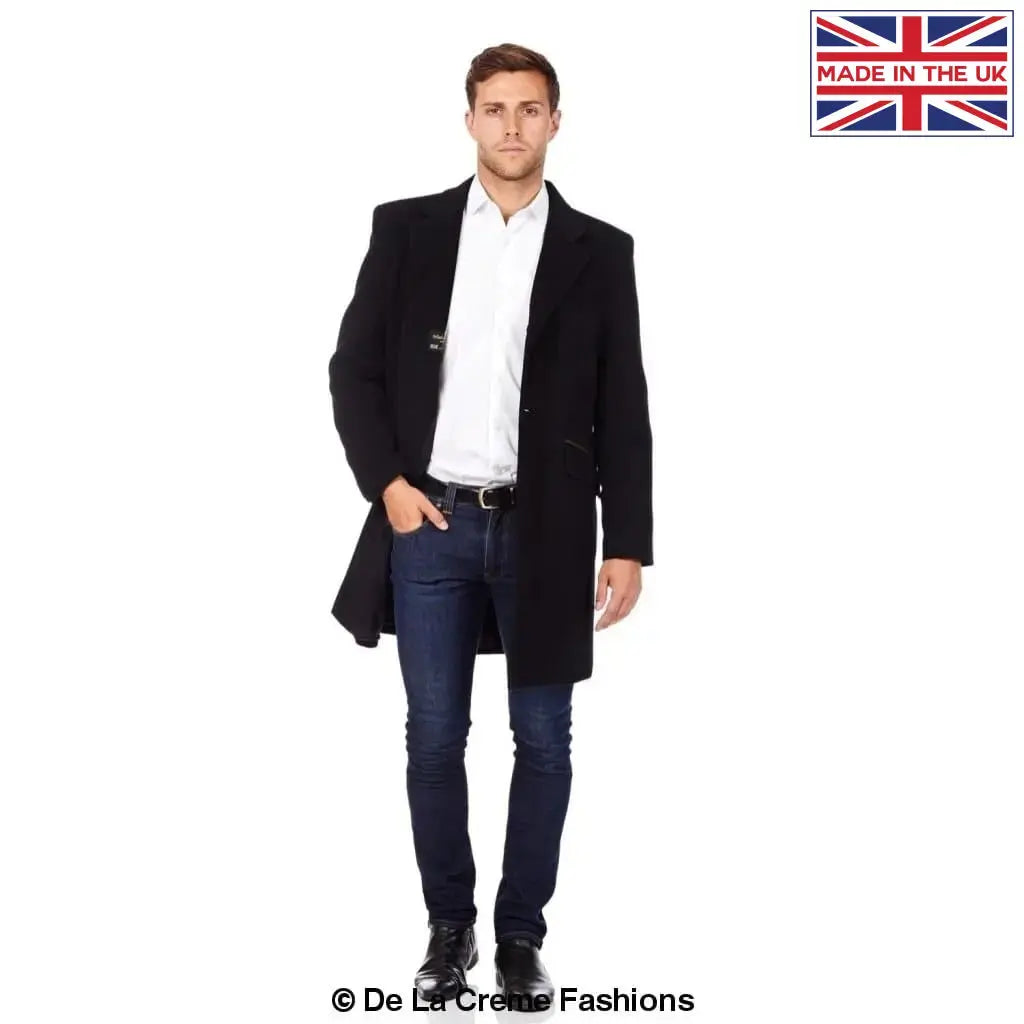 De La Creme MAN - Wool Blend Single Breasted Retro Mod Crombie Coat