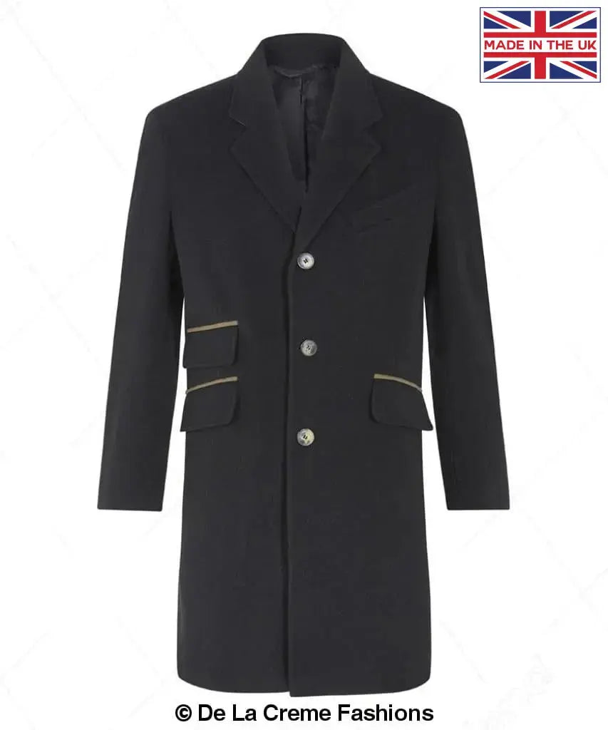 De La Creme MAN - Wool Blend Single Breasted Retro Mod Crombie Coat