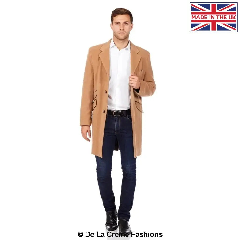 De La Creme MAN - Wool Blend Single Breasted Retro Mod Crombie Coat