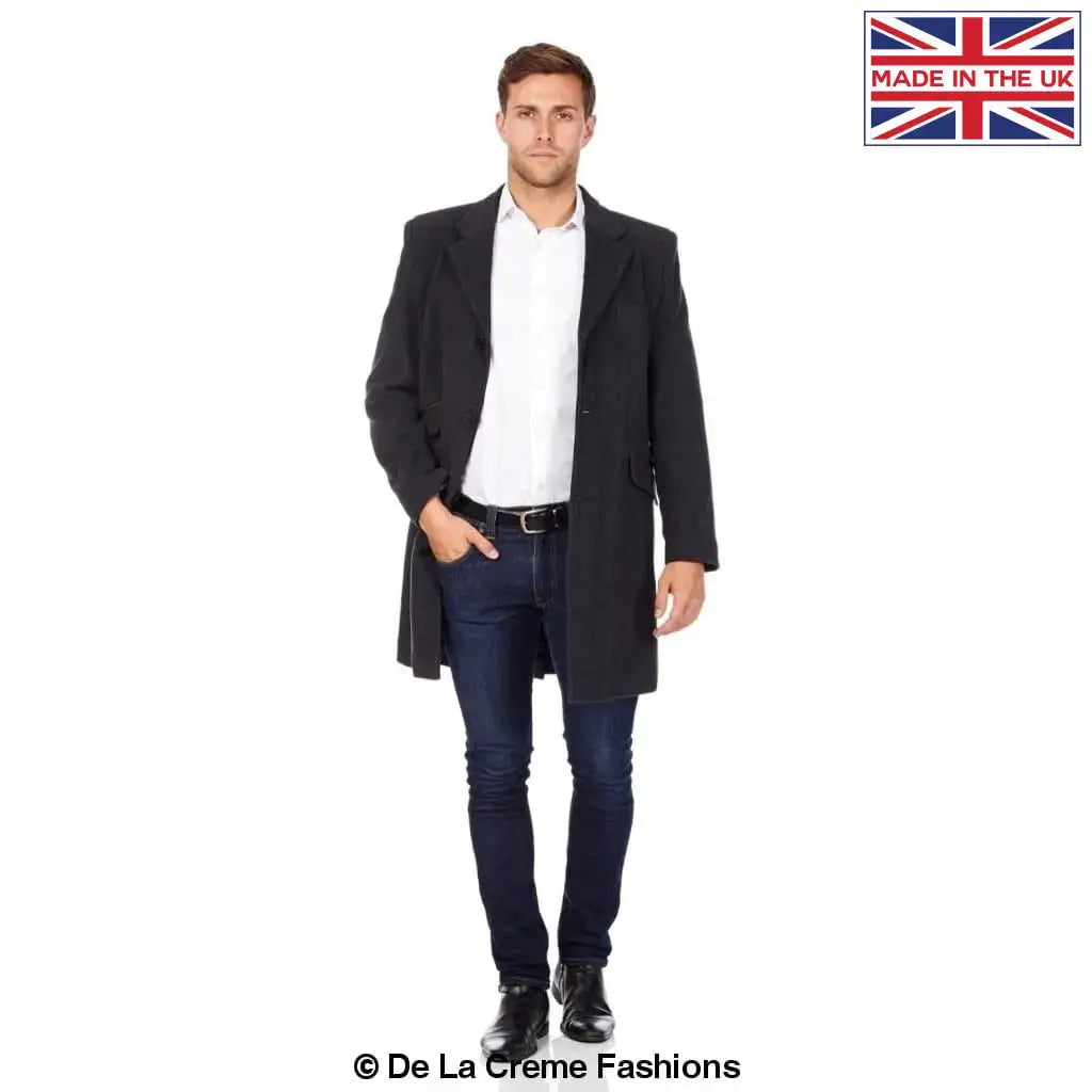 De La Creme MAN - Wool Blend Single Breasted Retro Mod Crombie Coat