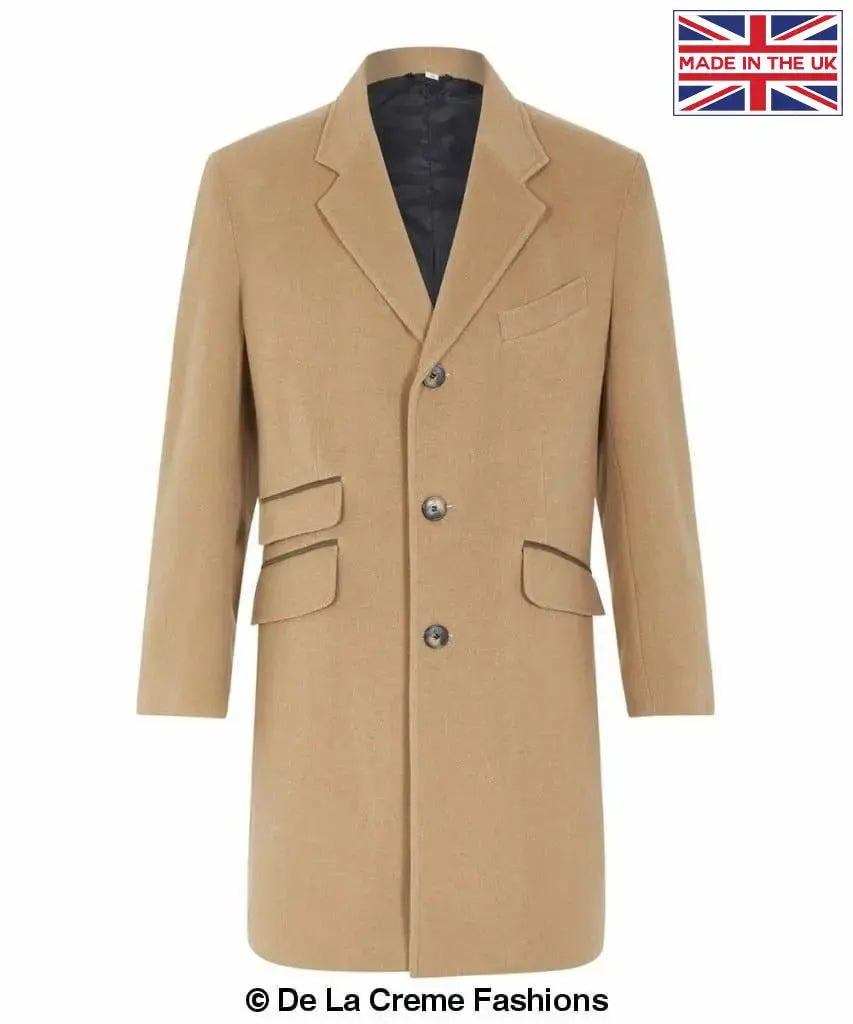 De La Creme MAN - Wool Blend Single Breasted Retro Mod Crombie Coat