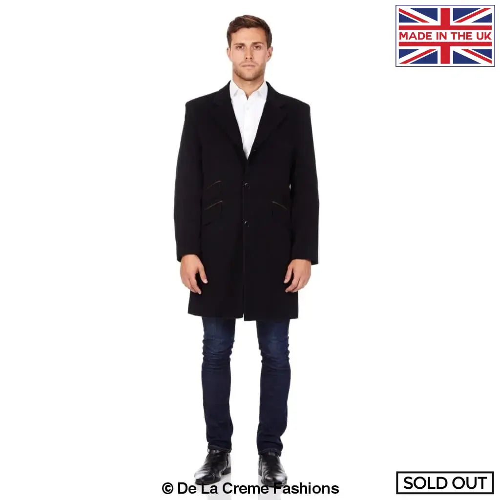 De La Creme MAN - Wool Blend Single Breasted Retro Mod Crombie Coat