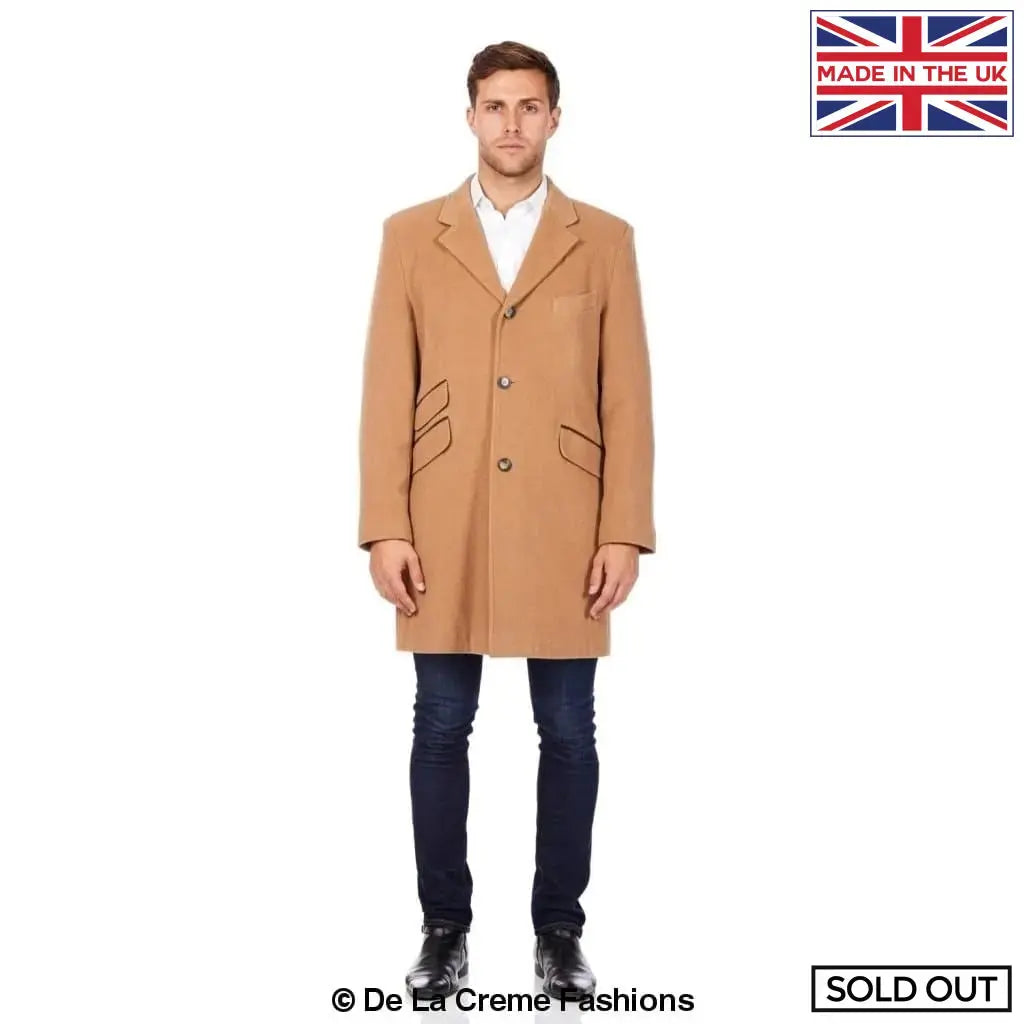 De La Creme MAN - Wool Blend Single Breasted Retro Mod Crombie Coat