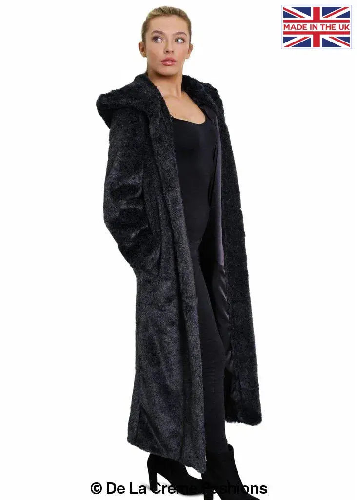 De La Creme - Womens Iconic Faux Fur Hooded Long Coat