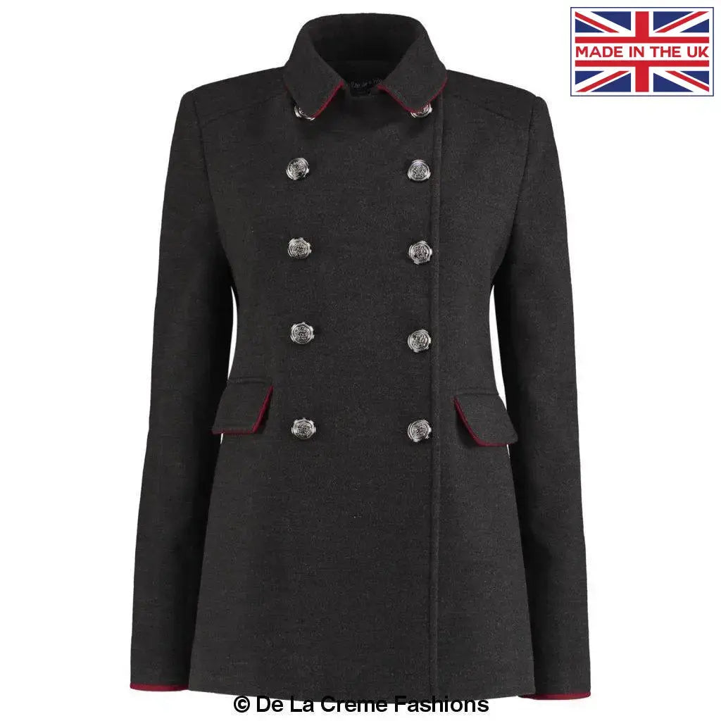 De La Creme - Women's Military Style Pea Coat