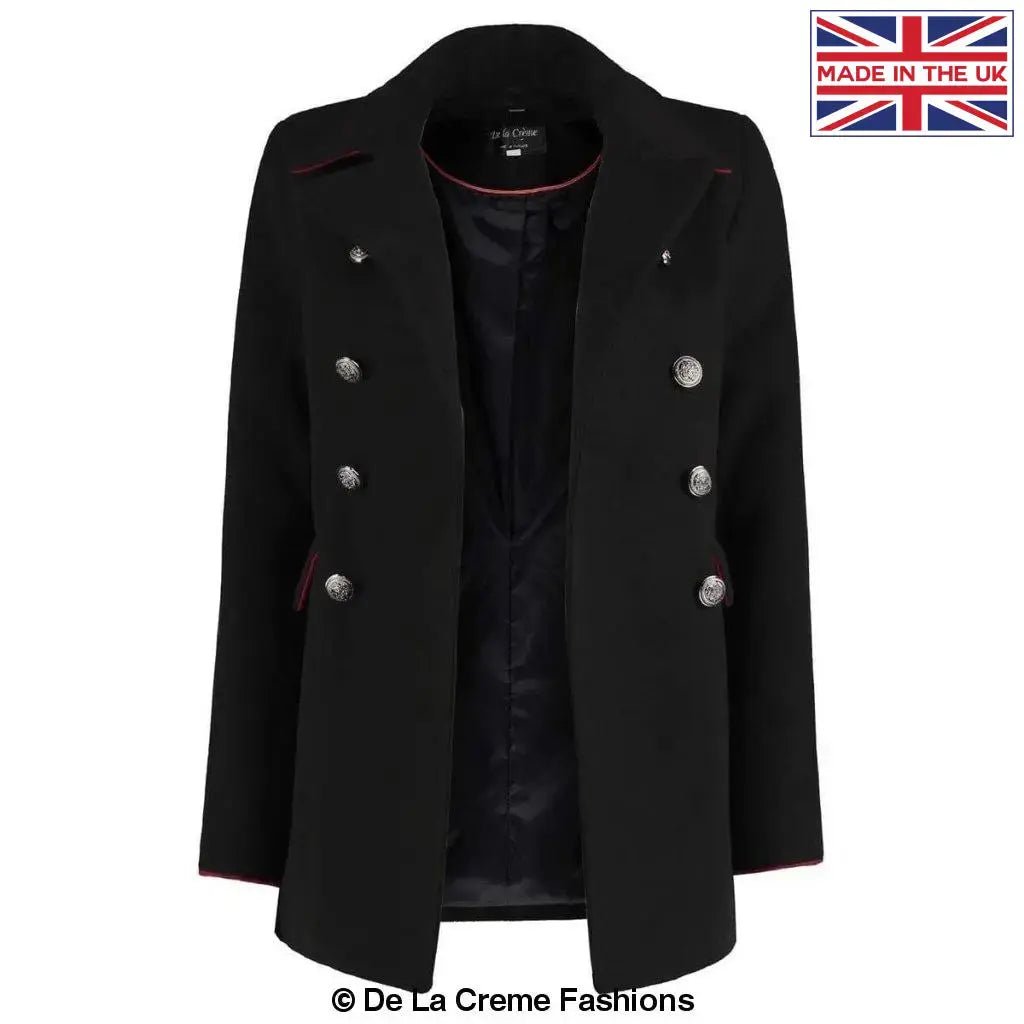 De La Creme - Women's Military Style Pea Coat