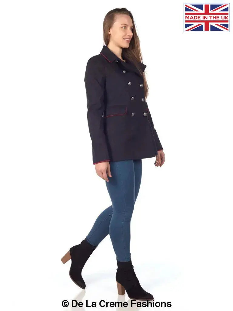 De La Creme - Women's Military Style Pea Coat