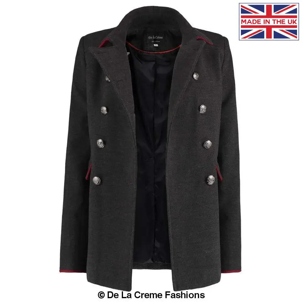De La Creme - Women's Military Style Pea Coat