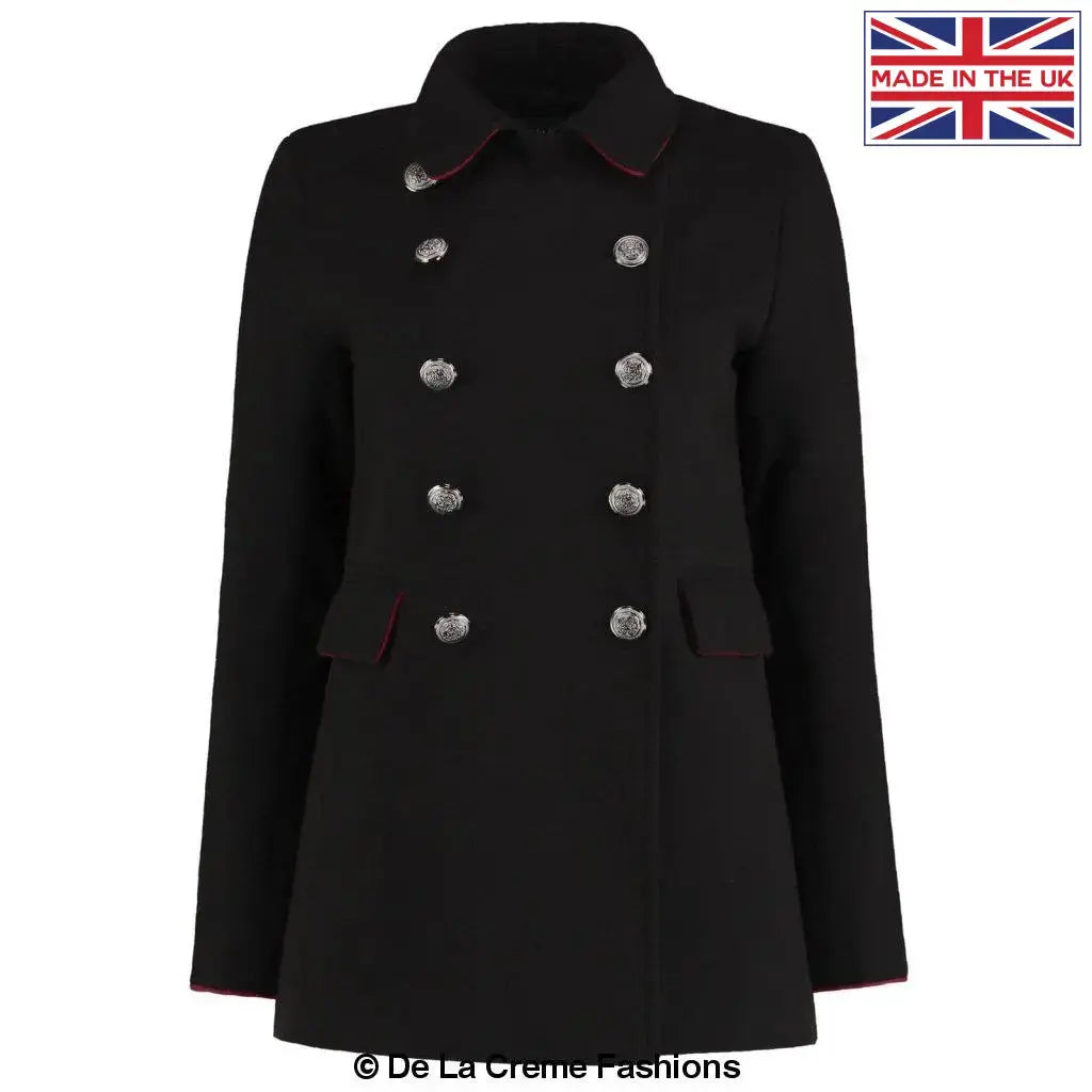 De La Creme - Women's Military Style Pea Coat
