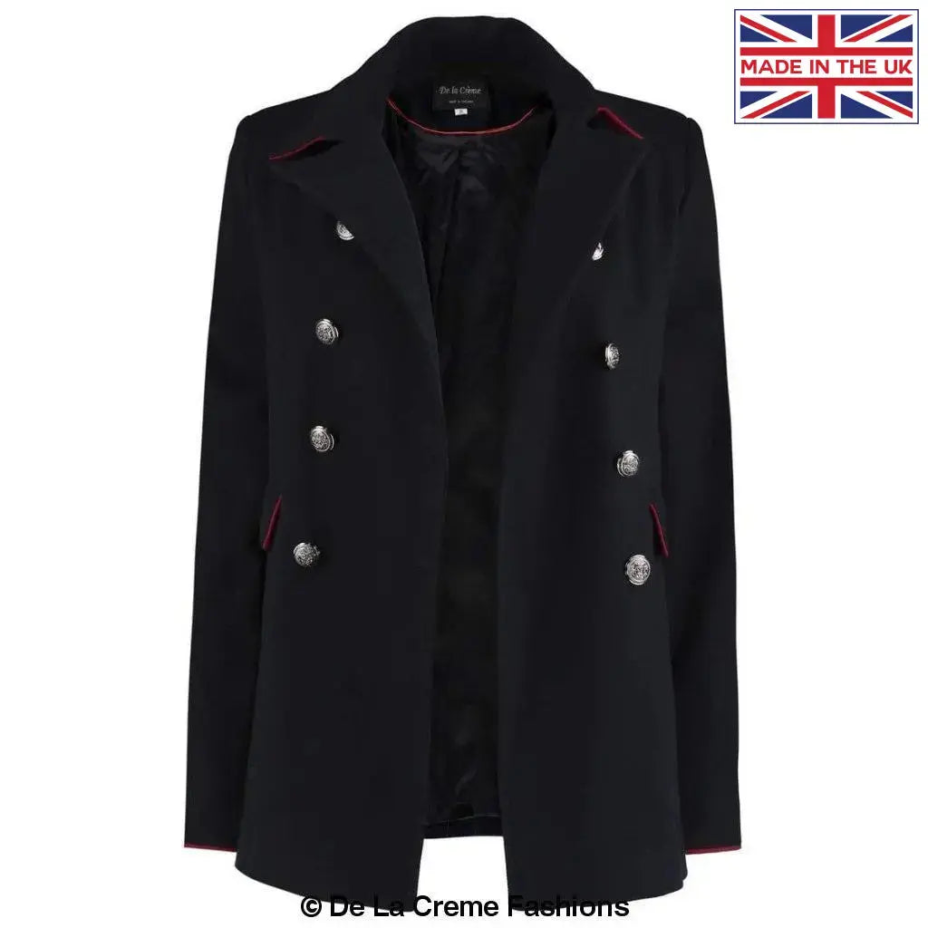 De La Creme - Women's Military Style Pea Coat