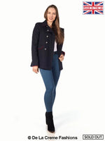 De La Creme - Women's Military Style Pea Coat