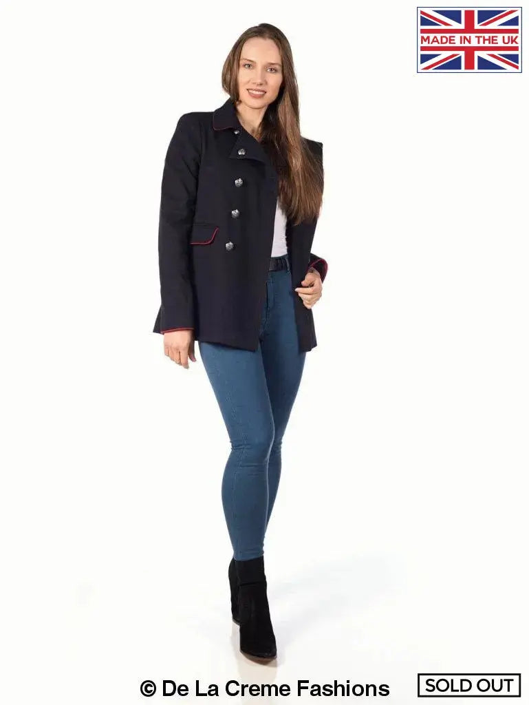 De La Creme - Women's Military Style Pea Coat