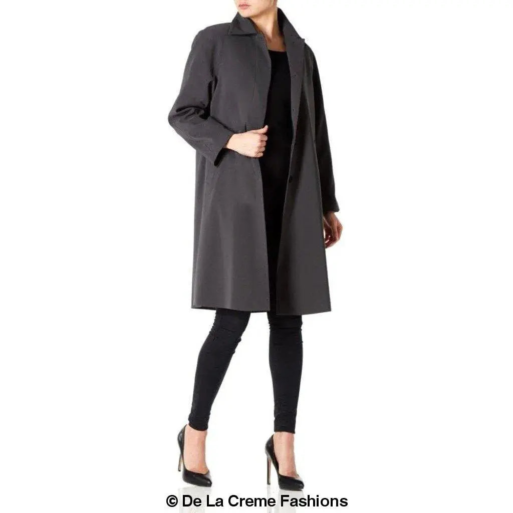 De La Creme - Womens Oversized Knee Length Plus Size Mac
